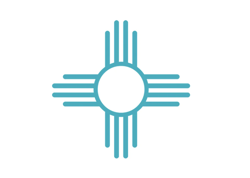 The Zia Symbol - A sun with four rays coming from each of the four directions.